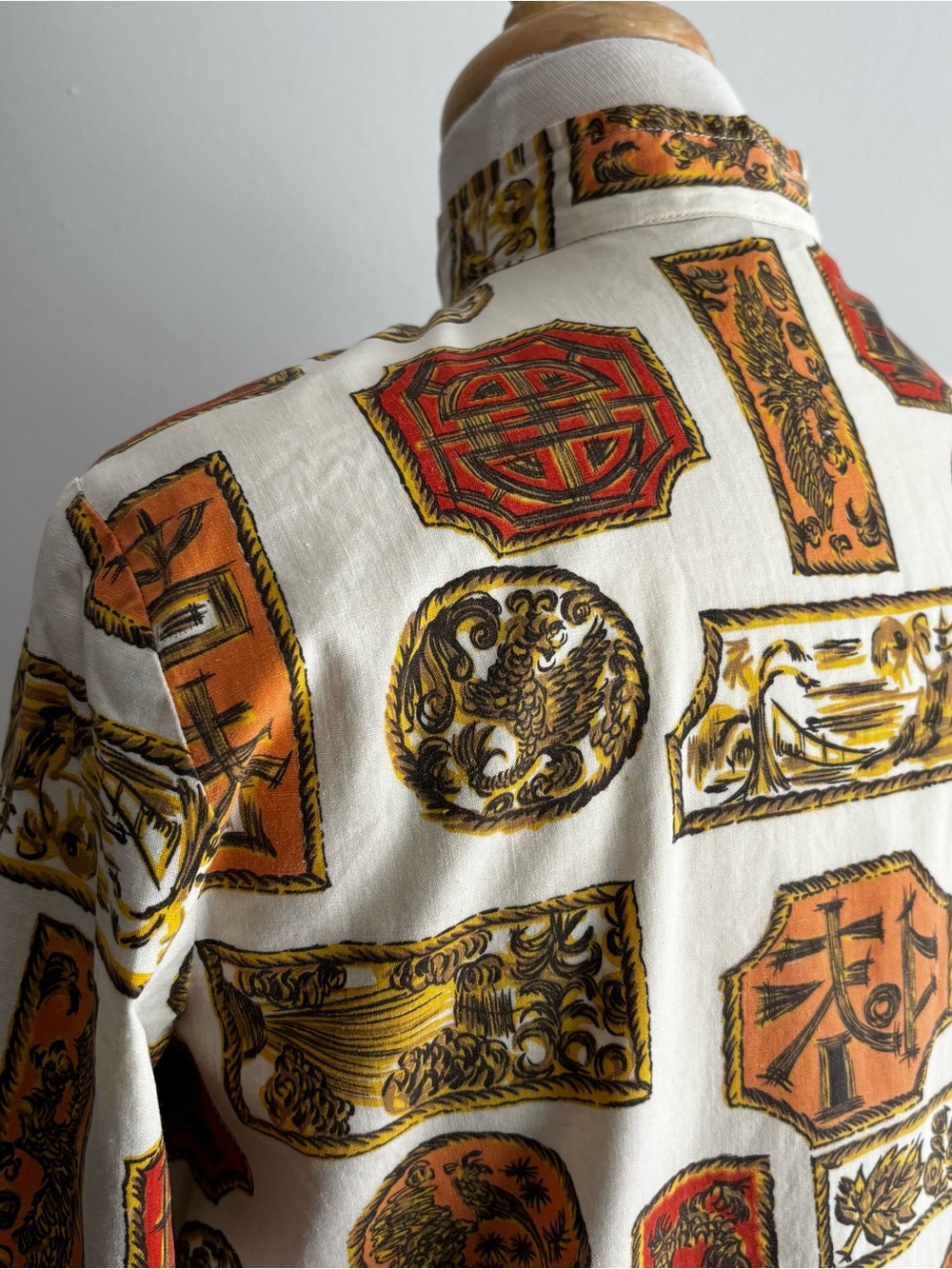 Vintage 1950s Novelty Print Collar Cotton Blouse / S M - Picture 11 of 15